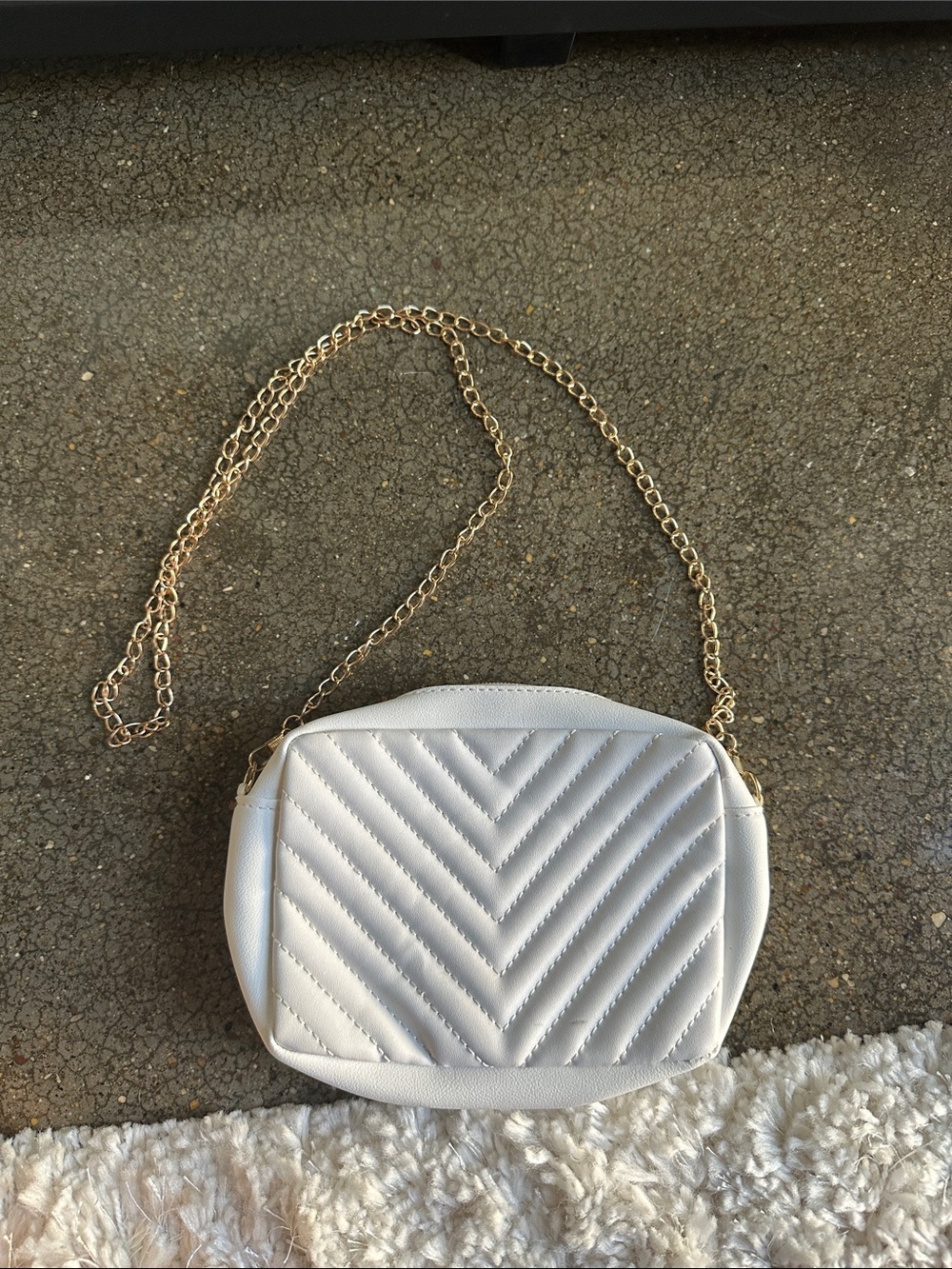 White Chevron Crossbody bag